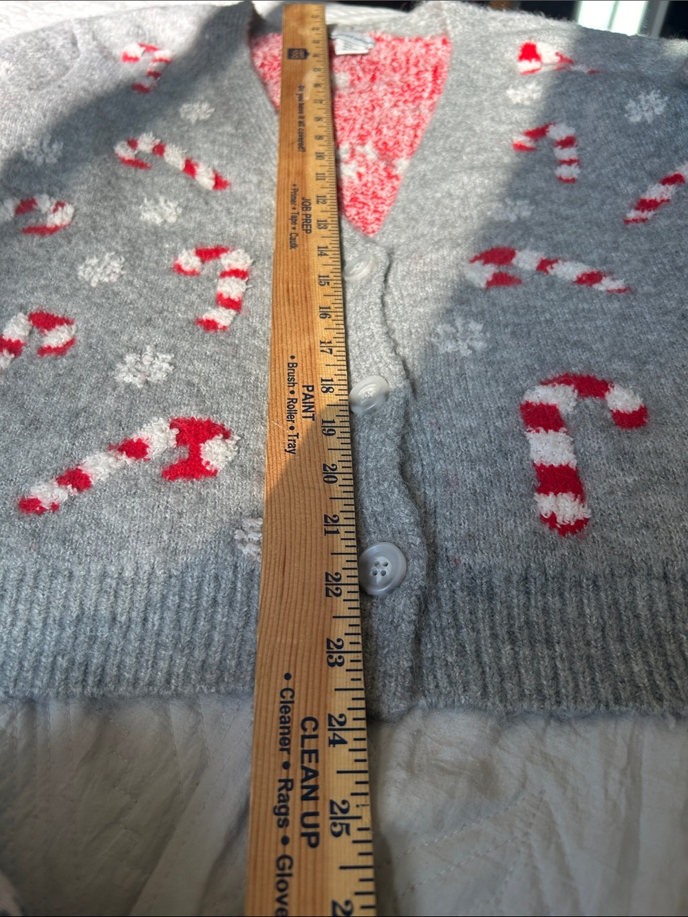 cupcakes & cashmere Gray Candy Cane Knit Cardigan with Red & White Accents - Picture 9 of 9